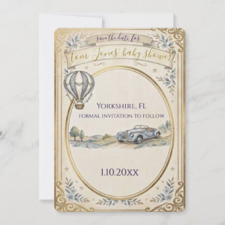 Vintage Hot Air Balloon Baby Shower Save the Date