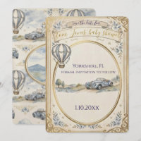 Vintage Hot Air Balloon Baby Shower Save the Date