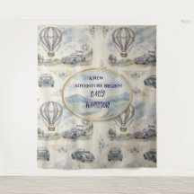 Vintage Hot Air Balloon Boy Baby Shower Backdrop