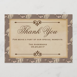 Vintage Hot air Balloon Brown Thank You Card