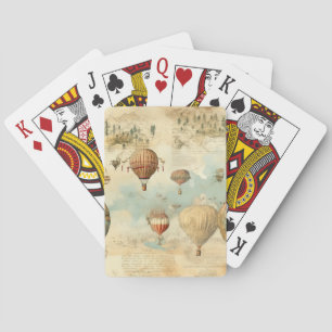 Vintage Hot Air Balloon in a Serene Landscape (11) Playing Cards