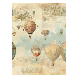 Vintage Hot Air Balloon in a Serene Landscape (11) Tablecloth