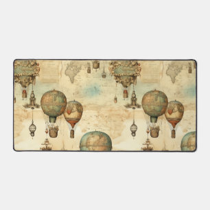 Vintage Hot Air Balloon in a Serene Landscape (12) Desk Mat