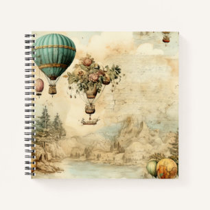 Vintage Hot Air Balloon in a Serene Landscape (1) Notebook