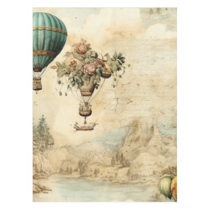 Vintage Hot Air Balloon in a Serene Landscape (1) Tablecloth