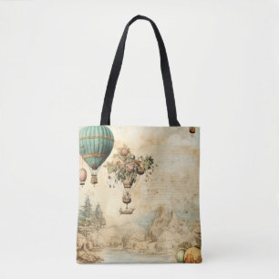 Vintage Hot Air Balloon in a Serene Landscape (1) Tote Bag
