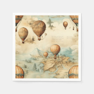 Vintage Hot Air Balloon in a Serene Landscape (2) Napkin