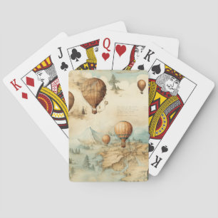 Vintage Hot Air Balloon in a Serene Landscape (2) Playing Cards