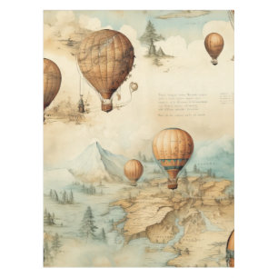 Vintage Hot Air Balloon in a Serene Landscape (2) Tablecloth