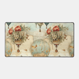Vintage Hot Air Balloon in a Serene Landscape (3) Desk Mat