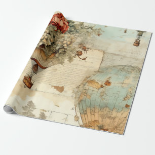 Vintage Hot Air Balloon in a Serene Landscape (3) Wrapping Paper