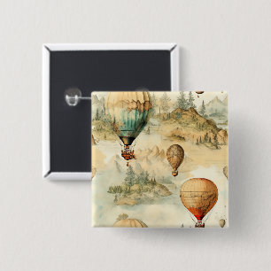 Vintage Hot Air Balloon in a Serene Landscape (4) 15 Cm Square Badge
