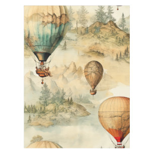 Vintage Hot Air Balloon in a Serene Landscape (4) Tablecloth