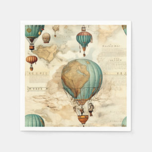Vintage Hot Air Balloon in a Serene Landscape (5) Napkin
