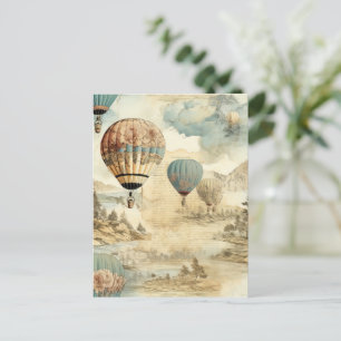 Vintage Hot Air Balloon in a Serene Landscape (7) Postcard