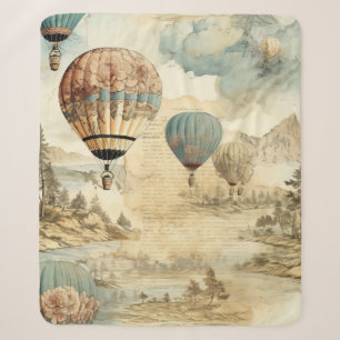 Vintage Hot Air Balloon in a Serene Landscape (7) Sherpa Blanket