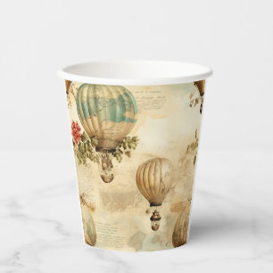 Vintage Hot Air Balloon in a Serene Landscape (9) Paper Cups