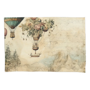 Vintage Hot Air Balloon in a Serene Landscape Pillowcase