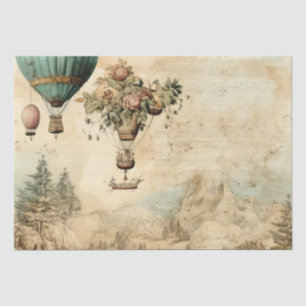 Vintage Hot Air Balloon in a Serene Landscape Tissue Paper
