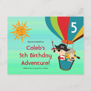 Vintage Hot Air Balloon Kids Birthday Postcard