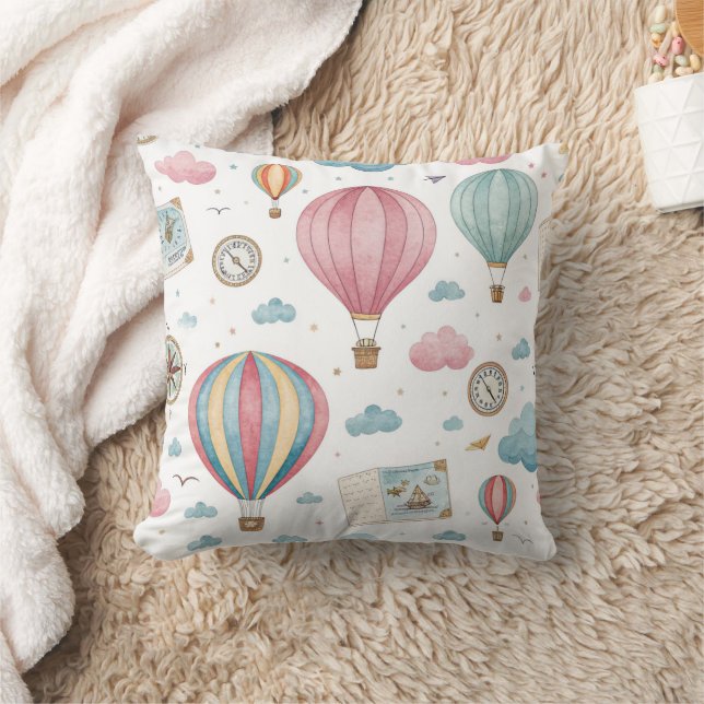 Vintage Hot Air Balloon Pattern (1) Cushion (Blanket)