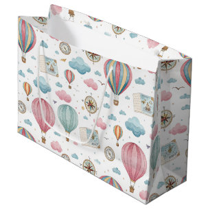 Vintage Hot Air Balloon Pattern (1) Large Gift Bag