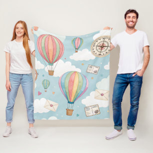 Vintage Hot Air Balloon Pattern (2) Fleece Blanket
