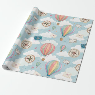 Vintage Hot Air Balloon Pattern (2) Wrapping Paper