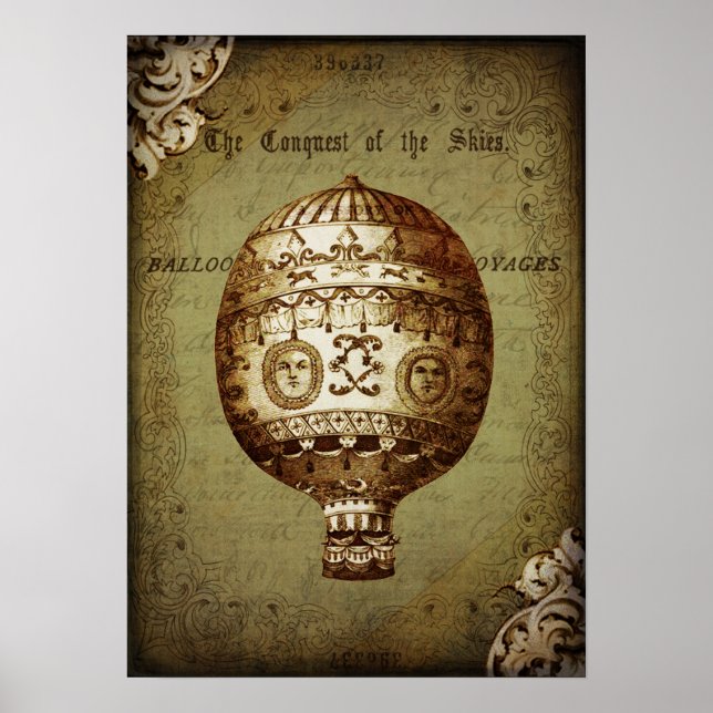 Vintage Hot Air Balloon Poster (Front)