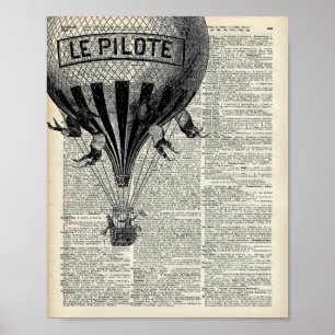 Vintage Hot Air Balloon Poster