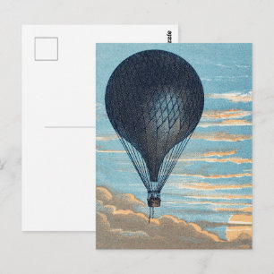 Vintage Hot Air Balloon Sky Nursery Art Postcard