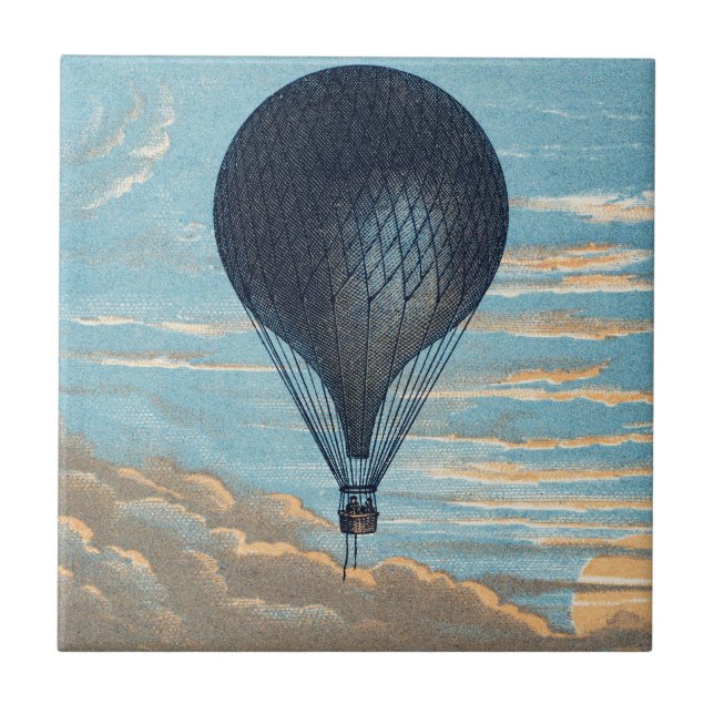 Vintage Hot Air Balloon Sky Nursery Art Tile (Front)