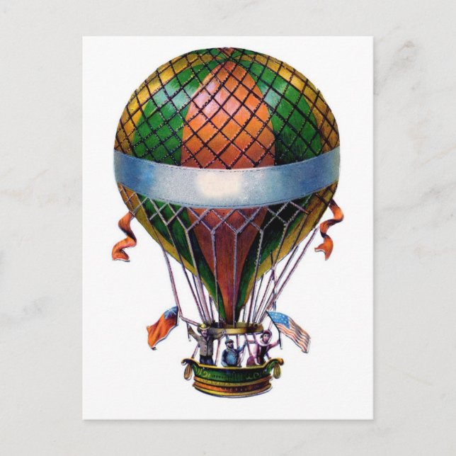 Vintage Hot Air Balloon Steampunk Postcard (Front)