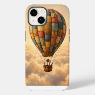 Vintage Hot Air Balloon Sunrise Clouds Travel Art iPhone 14 Case
