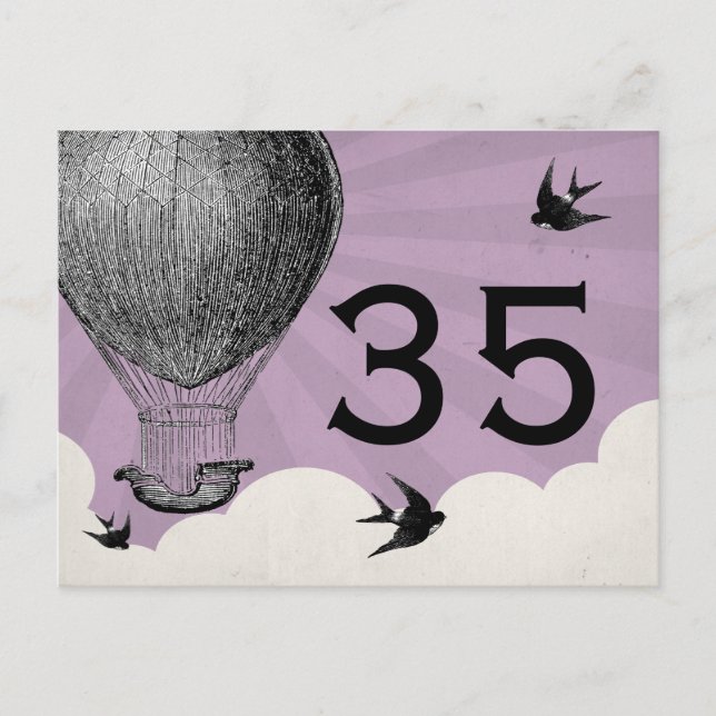 Vintage Hot Air Balloon Table Numbers Postcard (Front)