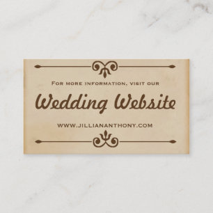 Vintage Hot Air Balloon Tan Wedding Website Card