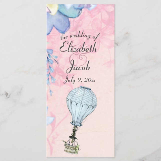 Vintage Hot Air Balloon Wedding Programme (Front)