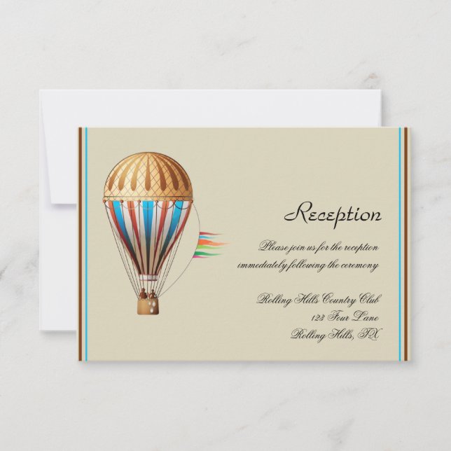 Vintage Hot air Balloon Wedding Reception Invitation (Front)