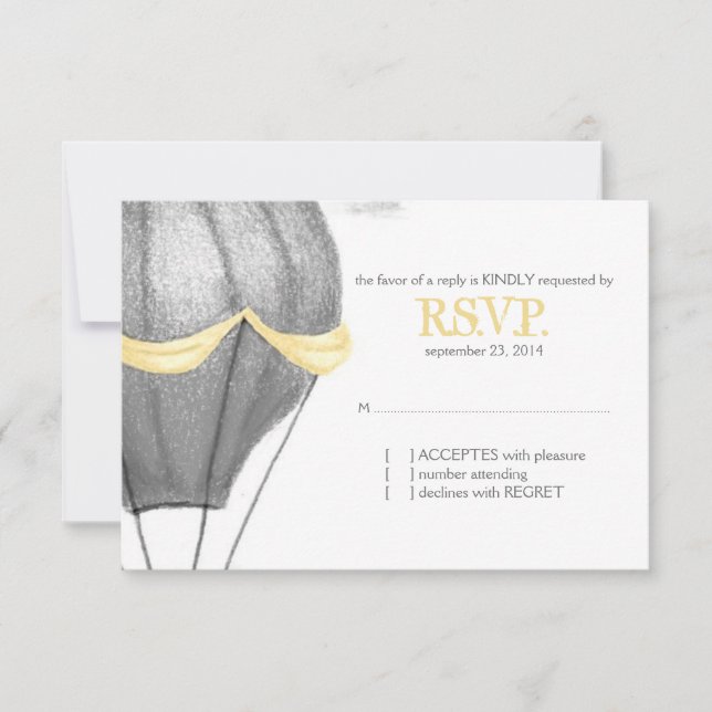 Vintage Hot Air Balloon Wedding RSVP (Front)