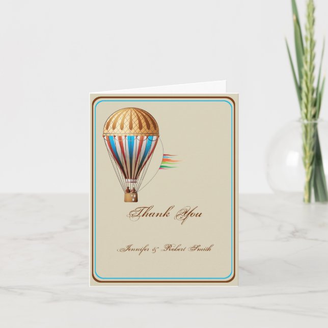 Vintage Hot Air Balloon Wedding Thank You (Front)