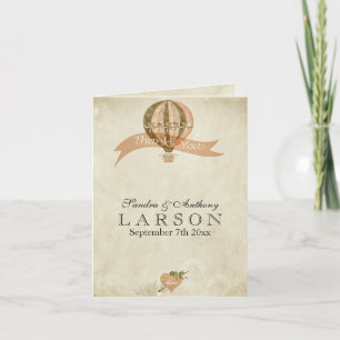 Vintage Hot Air Balloon Wedding Thank You Card