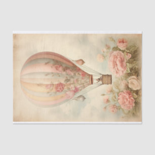 Vintage Hot Air Balloon WiTh Florals Tissue Paper
