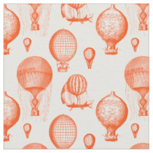 Vintage Hot Air Balloons in Orangered Fabric