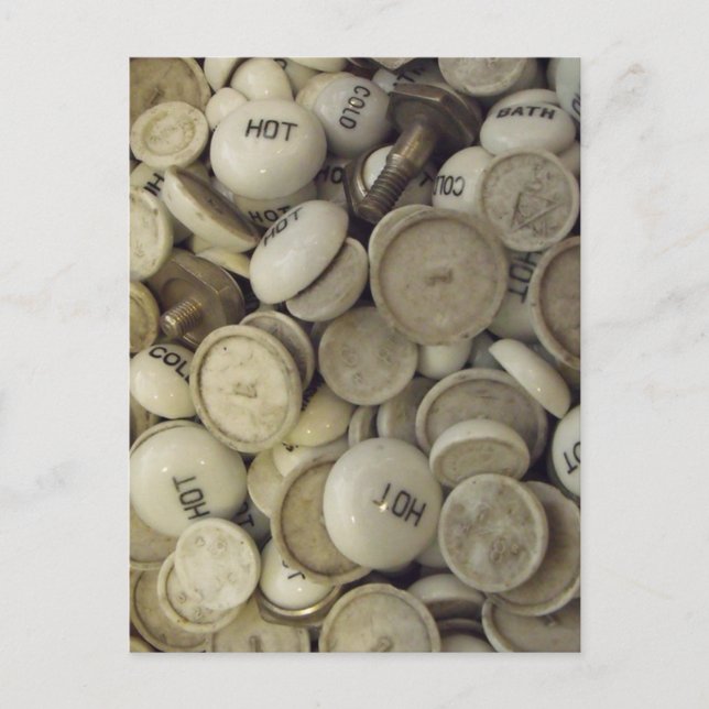 Vintage Hot and Cold Porcelain Knobs Postcard (Front)