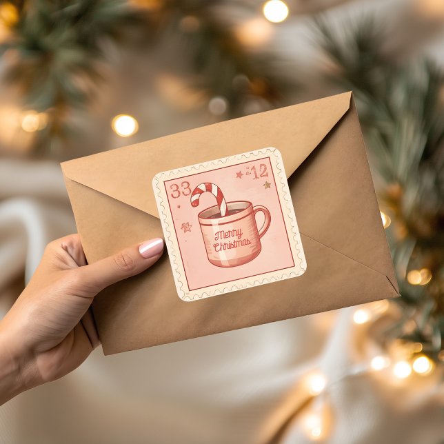 Vintage Hot Cocoa Christmas Square Sticker (Creator Uploaded)