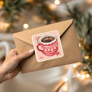 Vintage Hot Cocoa Christmas Square Sticker