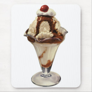 Vintage Hot Fudge Ice Cream Sundae Desserts Mouse Pad