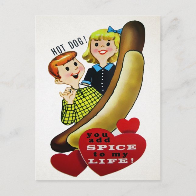 Vintage Hotdog Love Postcard (Front)