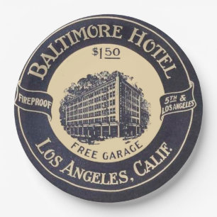 Vintage Hotel  Paper Plate