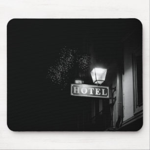 Vintage hotel sign, street light and many light mouse pad